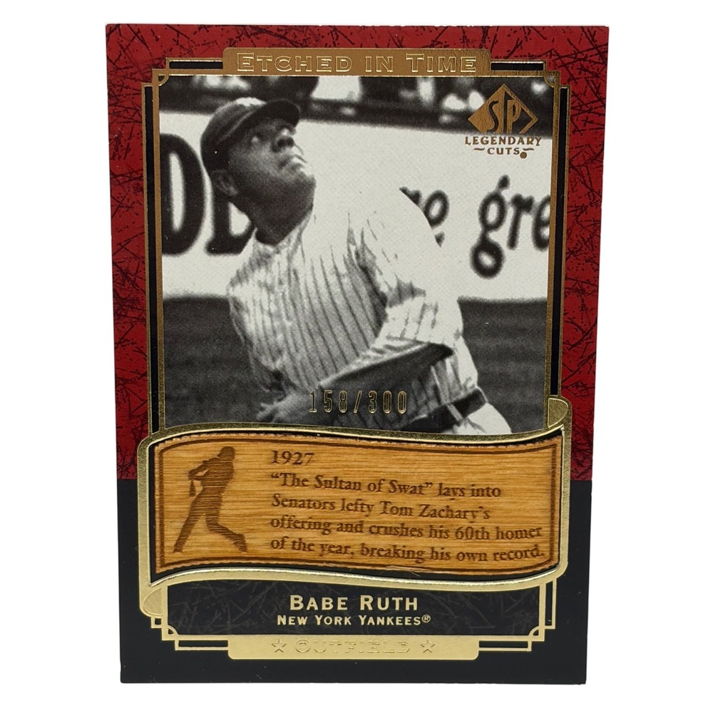 2003 Upper Deck SP Legendary Cuts Babe Ruth Etched In Time Wood Card 158/300